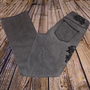 White House Black Market embellished gray jeans